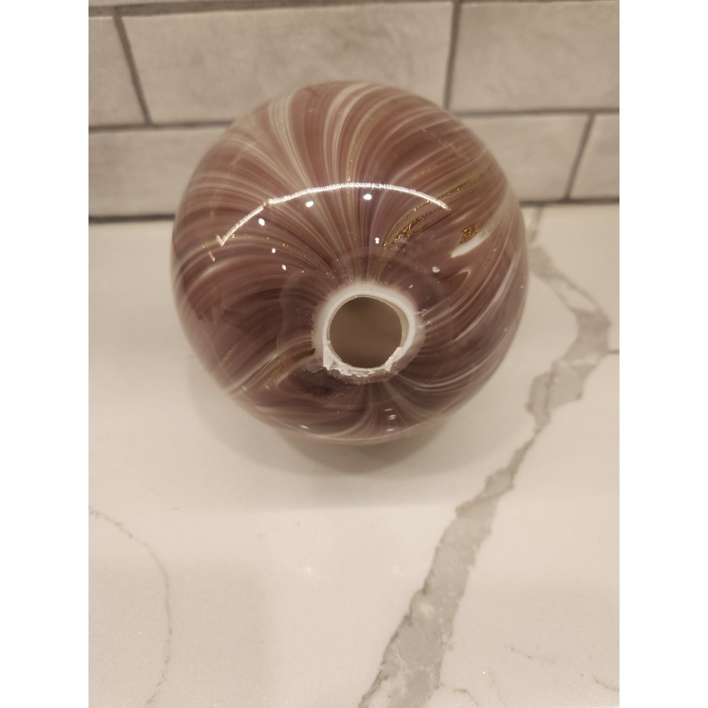 Art Glass Easter Egg Pink & White Swirl With‎ Gold Flakes Hand Blown Decor 7.5" - Picture 6 of 7